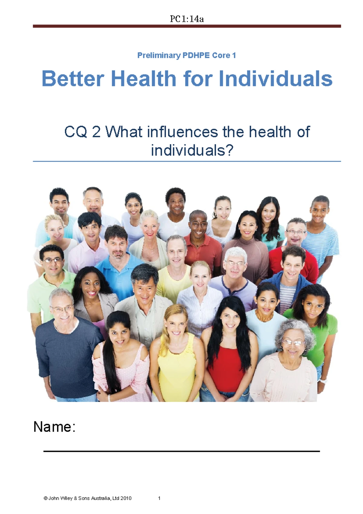 YR12 PDHPE Core 1 CQ3 Booklet: Strategies for Promoting Individual ...