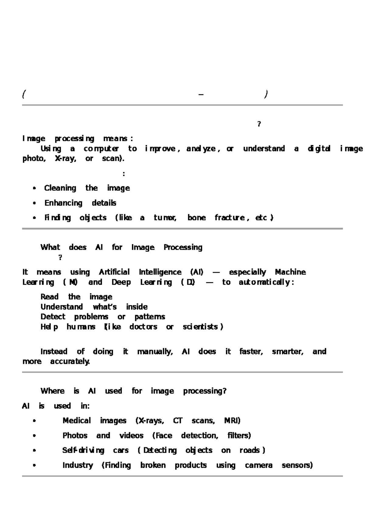 AI Unit 5 Semester Preparation: Image Processing and Medical ...