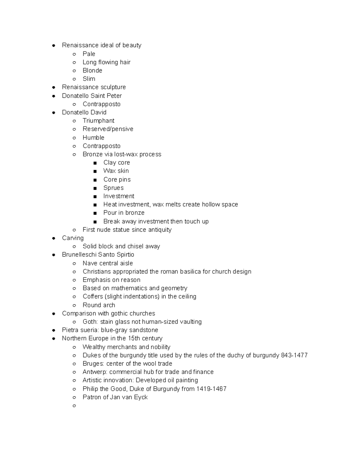 Art history 3 - Notes from Prof. Lipinski's Class - Renaissance ideal ...