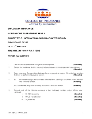 Topic 1 2 - Notes for IT - INFORMATION TECHNOLOGY-DIP TOPIC ONE ...