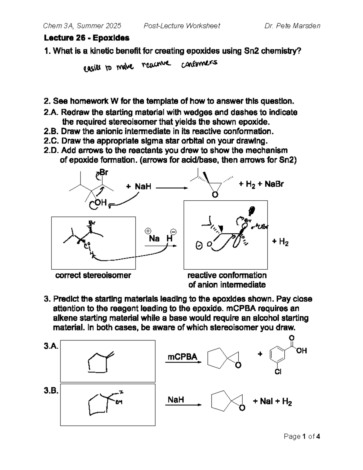 Lecture 26 - Post-Lecture Worksheet Chem 3A - Summer 2025 - CHEM 3A ...