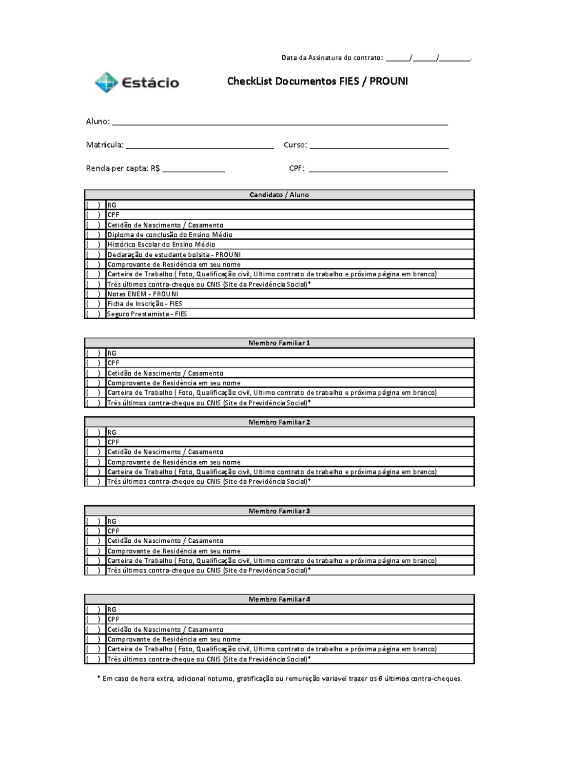 Checklist Documentos - .DFDHDH - Data da Assinatura do contrato ...