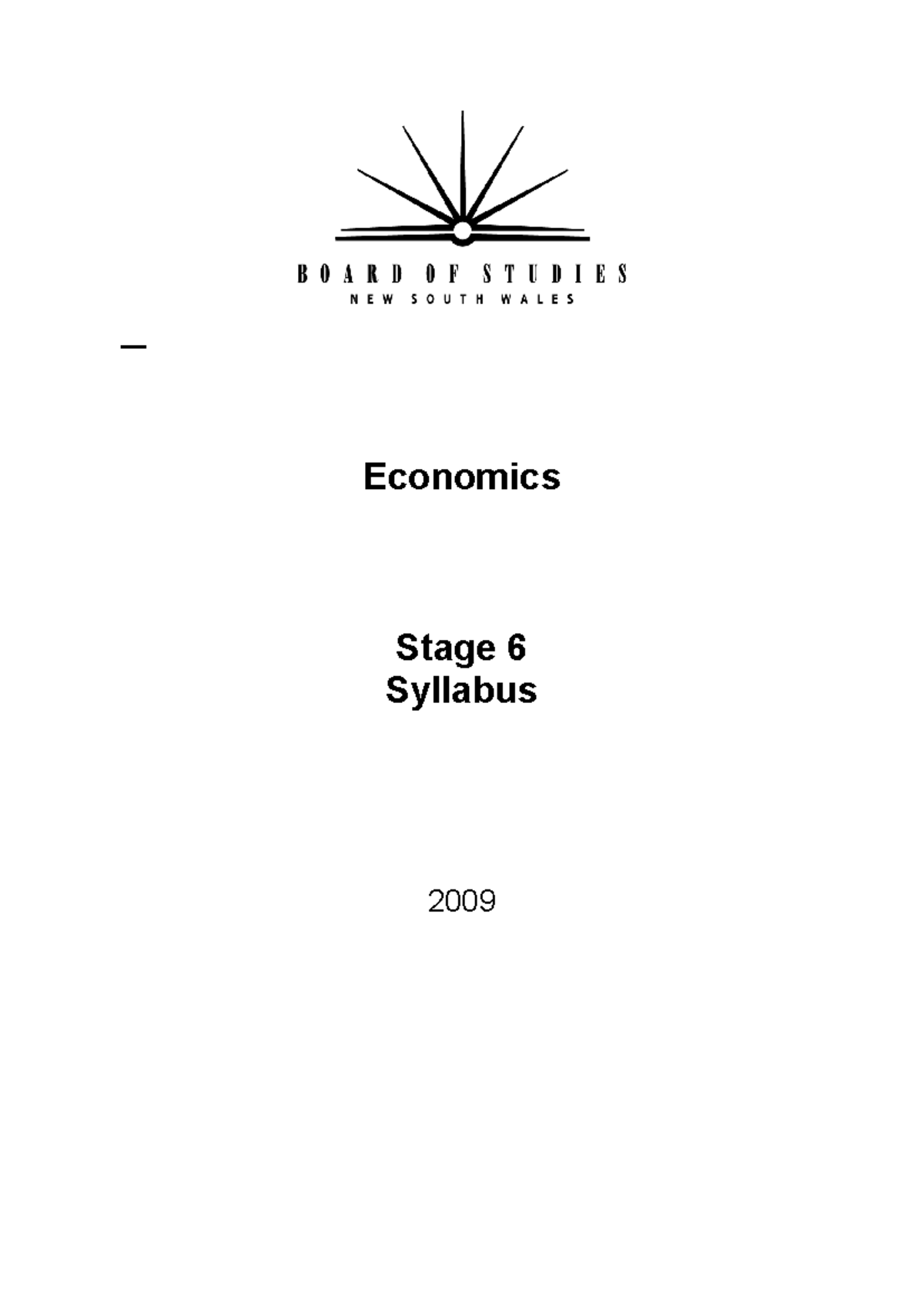 Economics Stage 6 Syllabus 2009: Comprehensive Overview and Updates ...