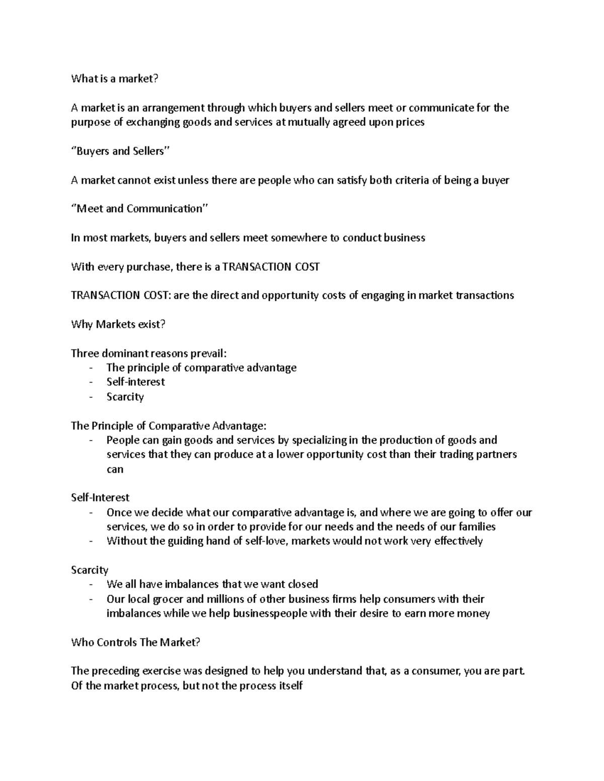 Understanding Markets: Chapter 6 - Key Concepts and Principles - Studocu