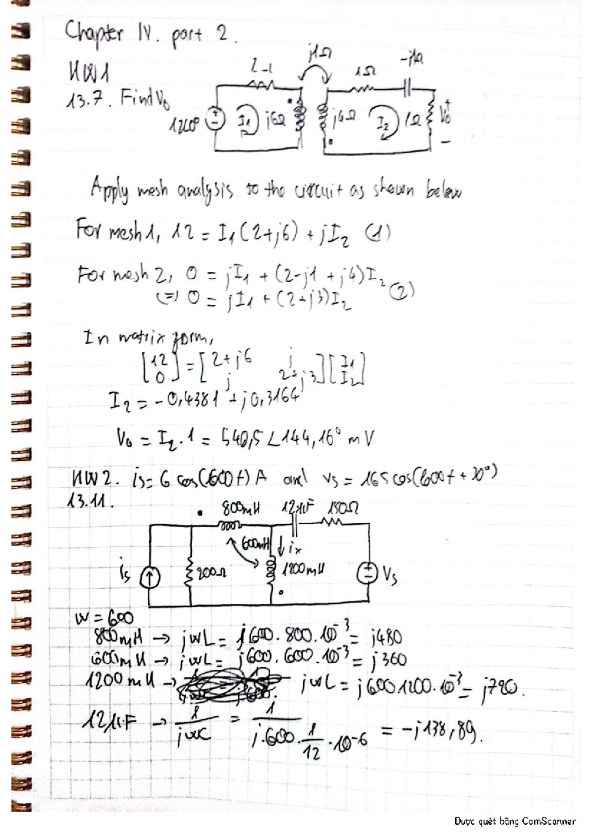 Homework Chapter 4 Part 2: Mesh Analysis and Circuit Calculations - Studocu