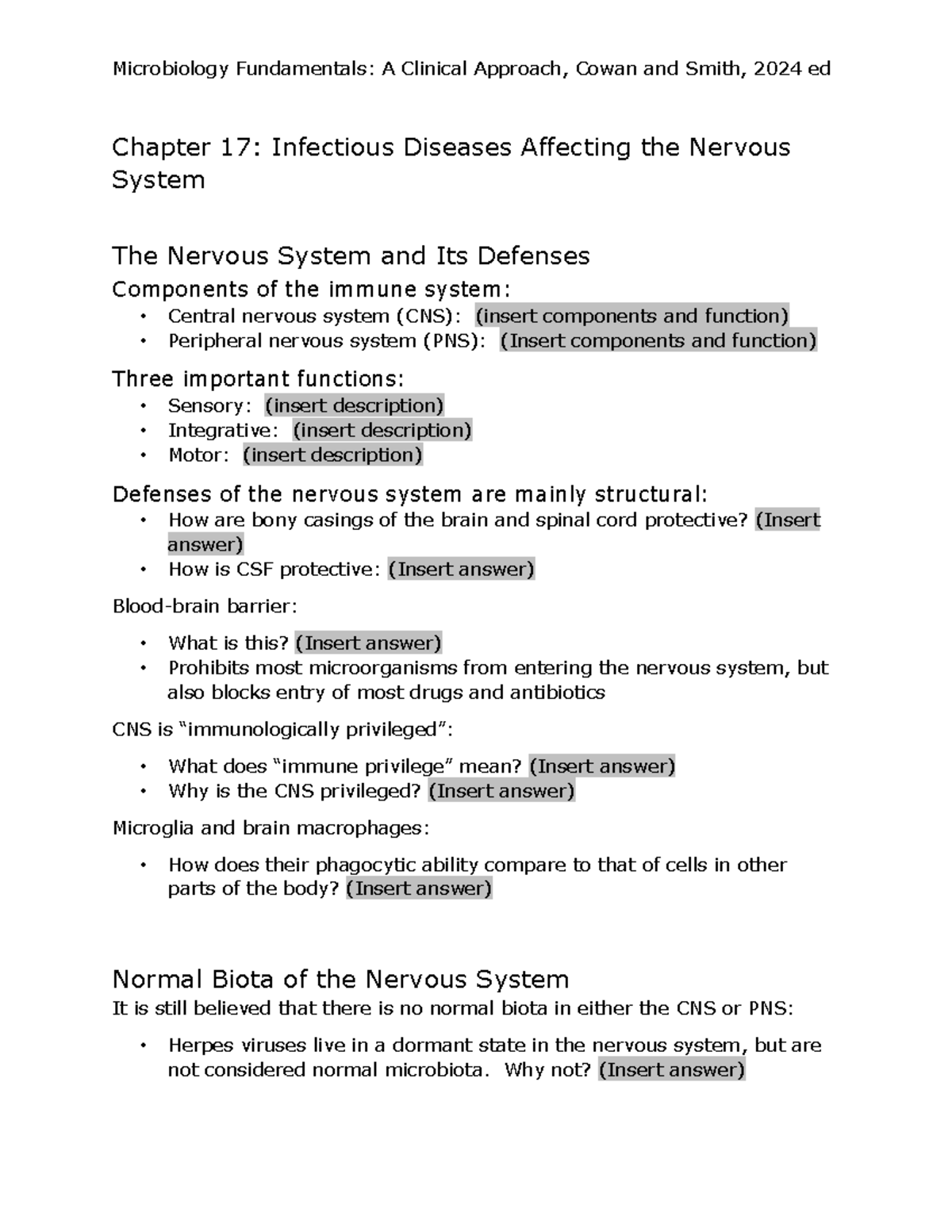 Microbiology 2024: Chapter 17 - Infectious Diseases of the Nervous ...