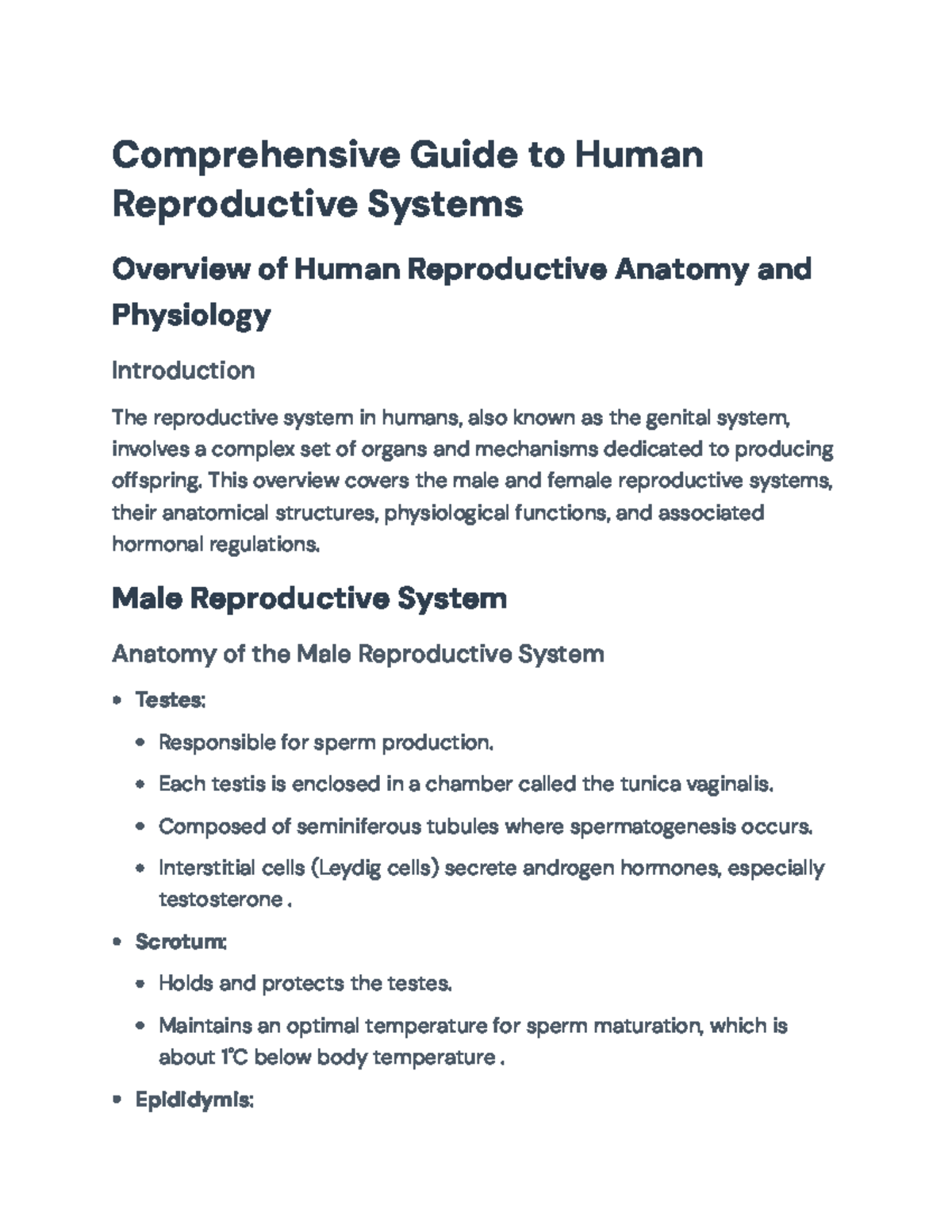 Comprehensive Guide to Human Reproductive Systems (BIO 101 ...