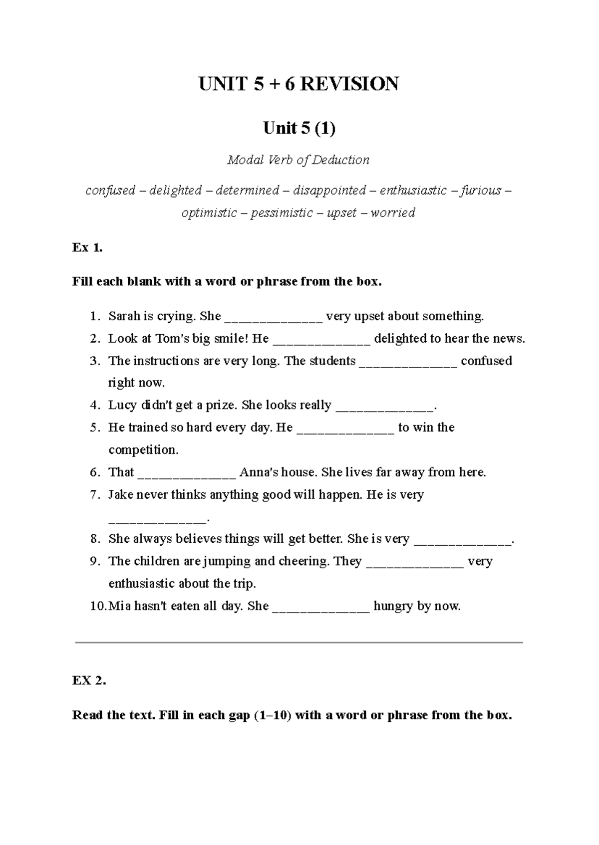 Unit 5 & 6 Revision: Modal Verbs and Environmental Awareness - Studocu
