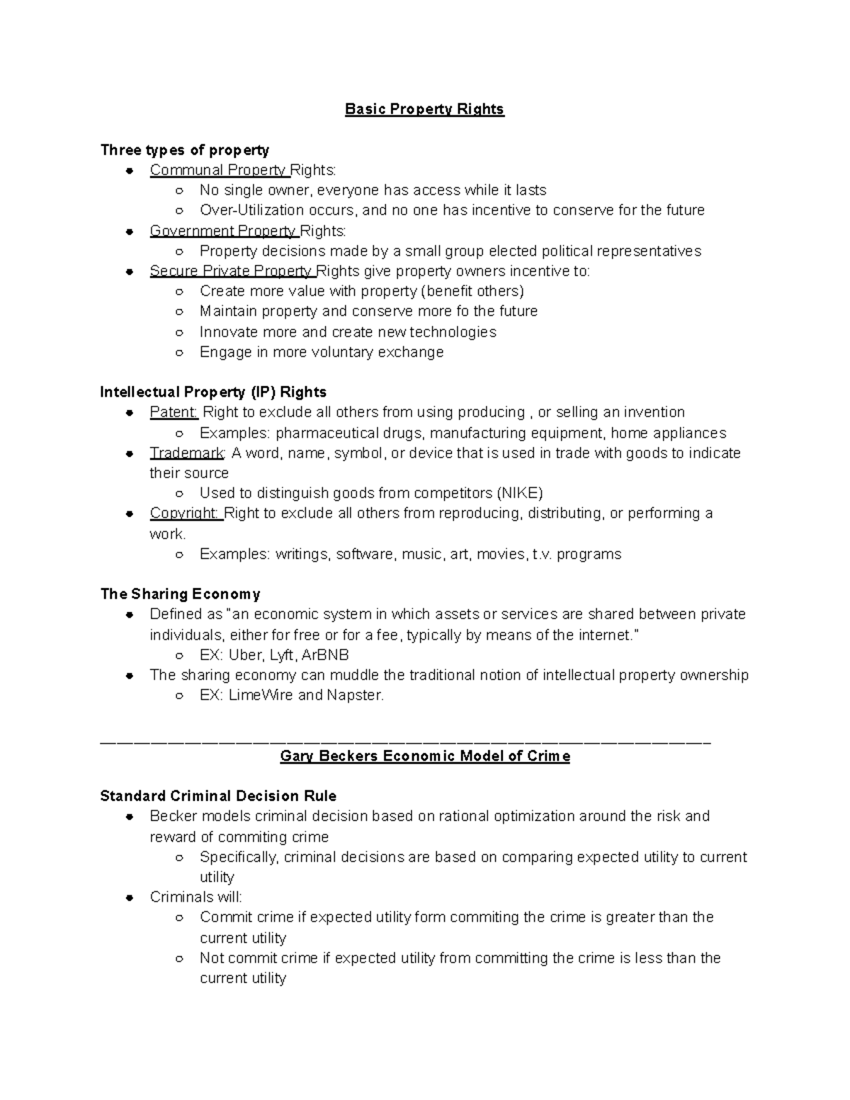 Week 5 notes for g202 - Basic Property Rights Three types of property ...