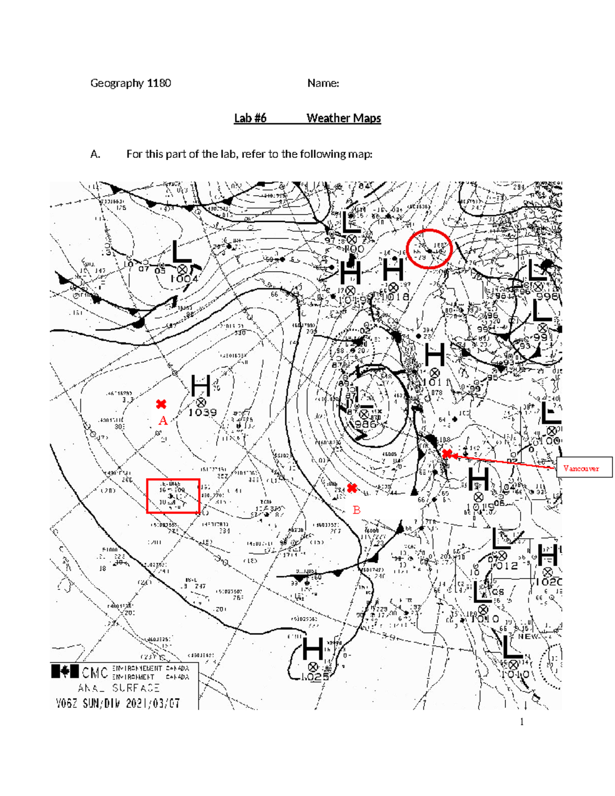 G1180 Lab A - Weather Maps Analysis and Observations - Studocu