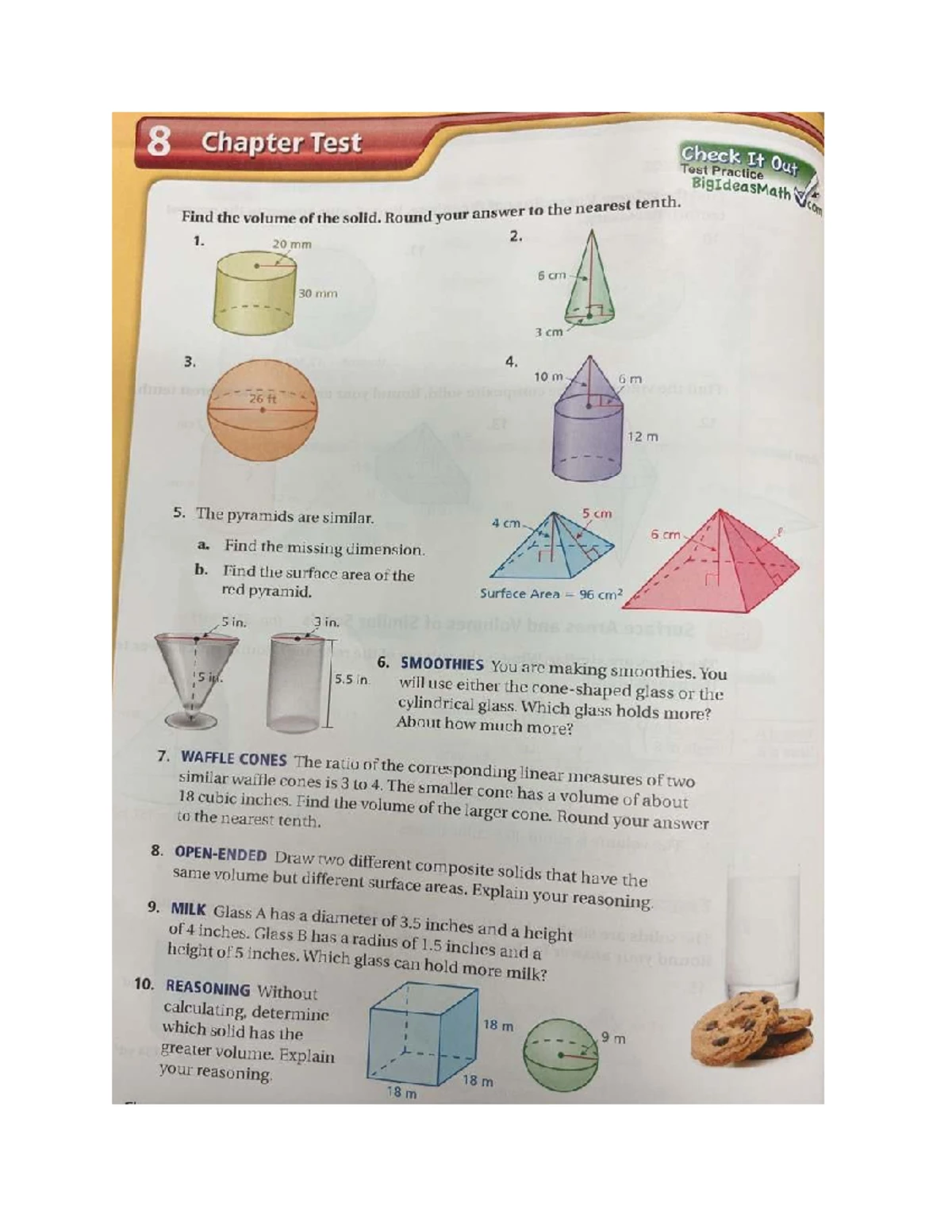Precalculus 8: Volume Calculations of Cylinders, Cones, and Spheres ...