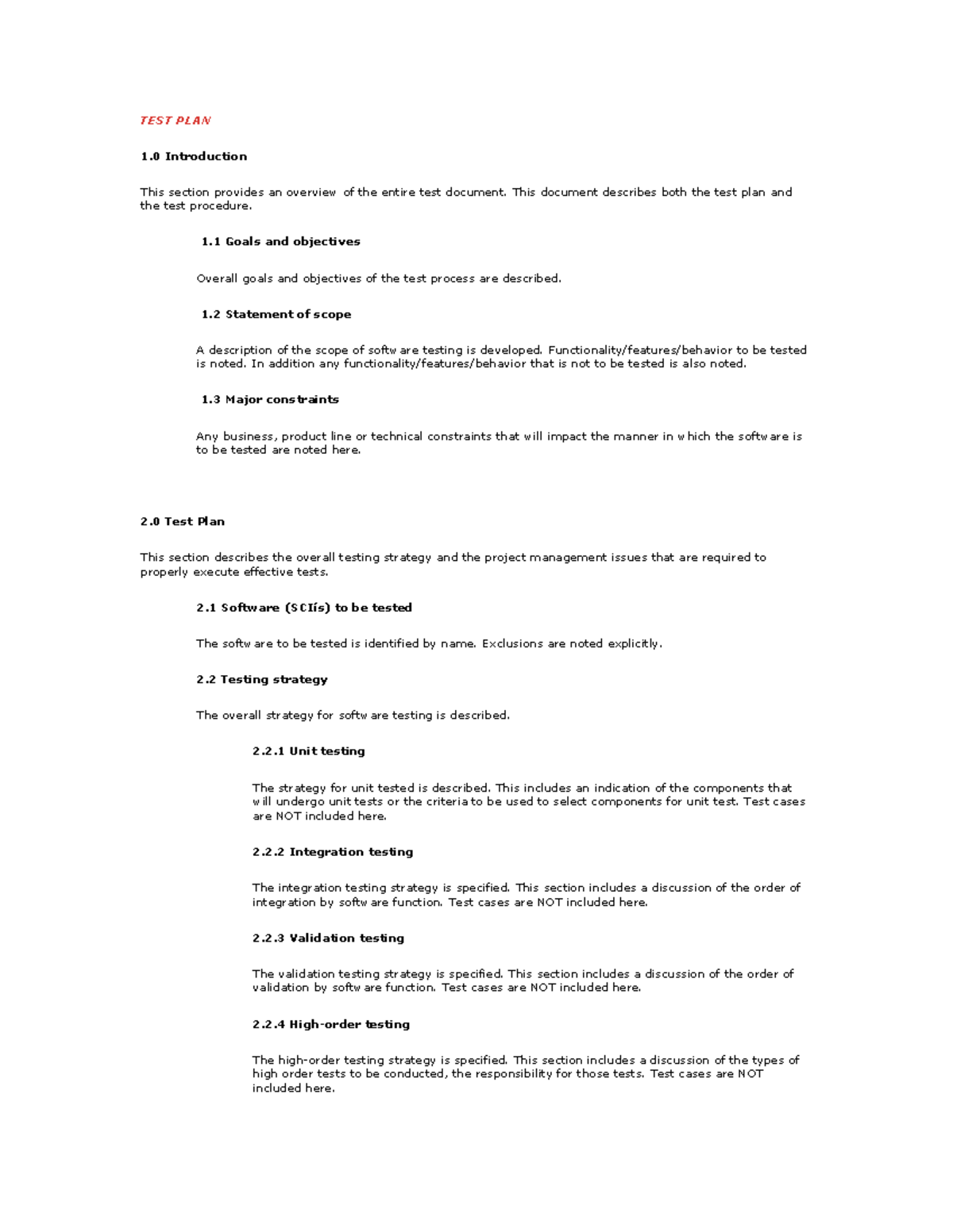 TEST PLAN Guide - TEST PLAN 1 Introduction This section provides an ...