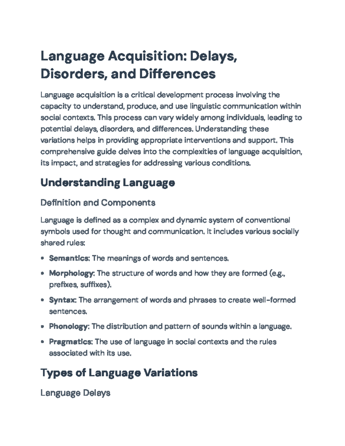 Understanding Language Acquisition: Delays, Disorders & Interventions ...