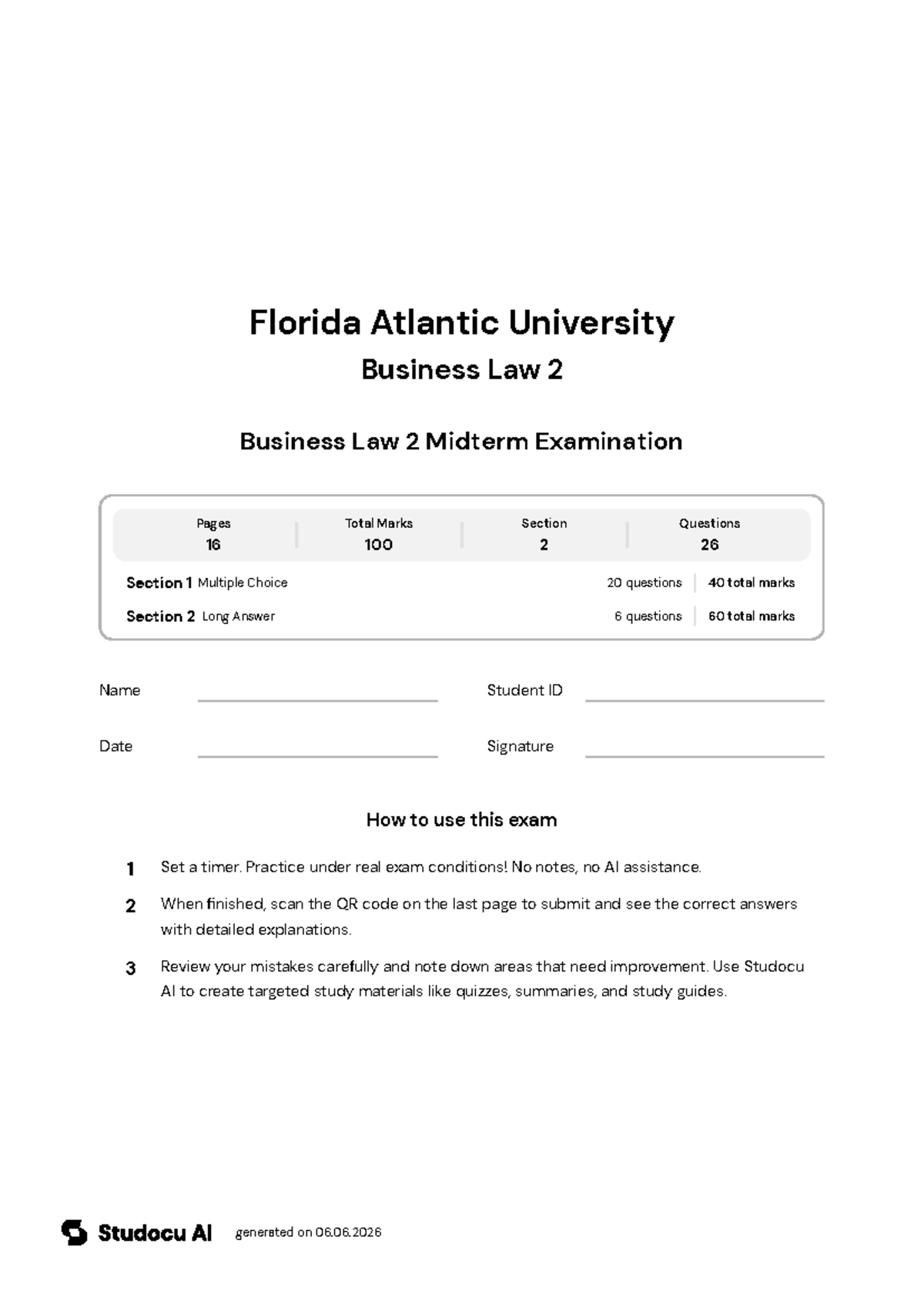 Business Law 2 Midterm Exam - Studocu