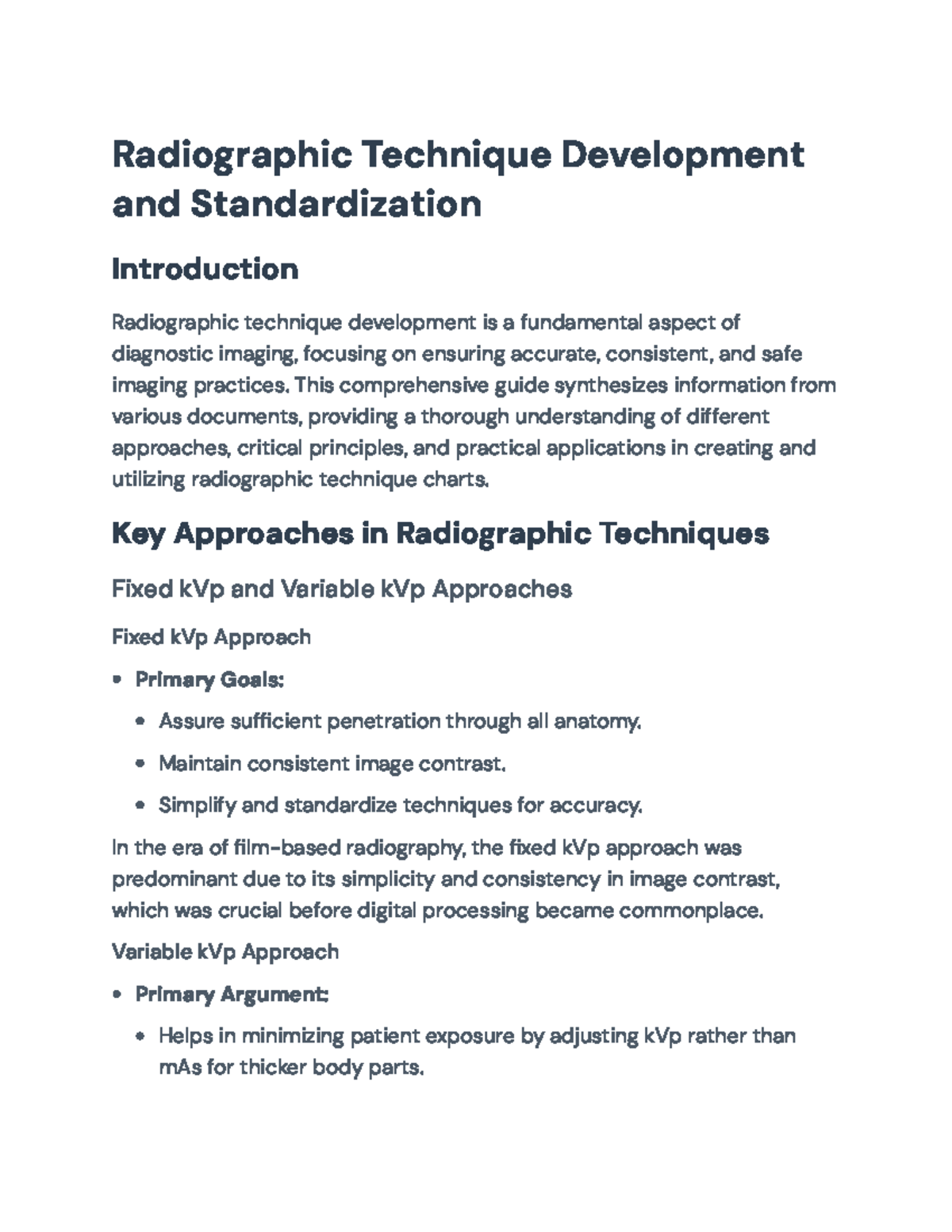 Radiographic Technique Development and Standardization Guide ...