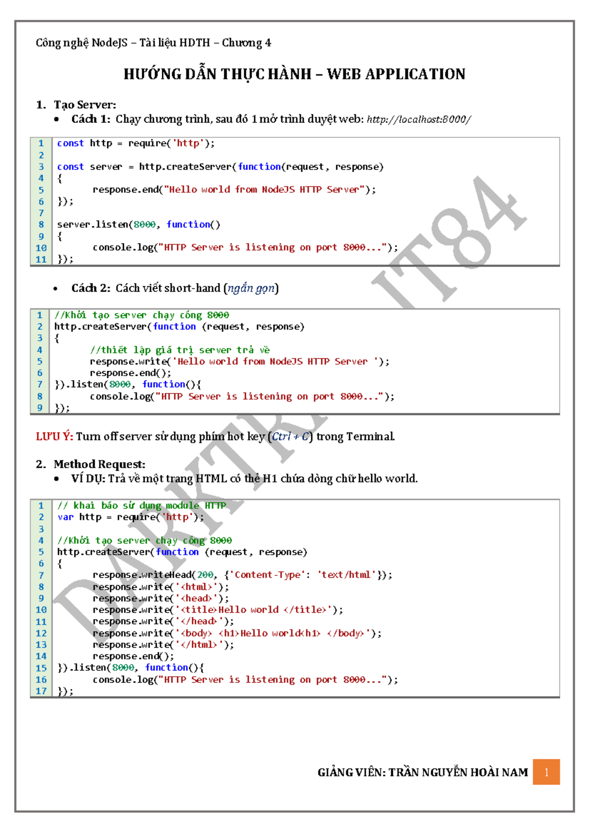 Công nghệ NodeJS – HDTH – Chương 4: Hướng dẫn Thực Hành Web App - Studocu