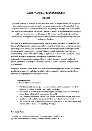 Conflict Resolution - Study Notes & Assignments - Studocu