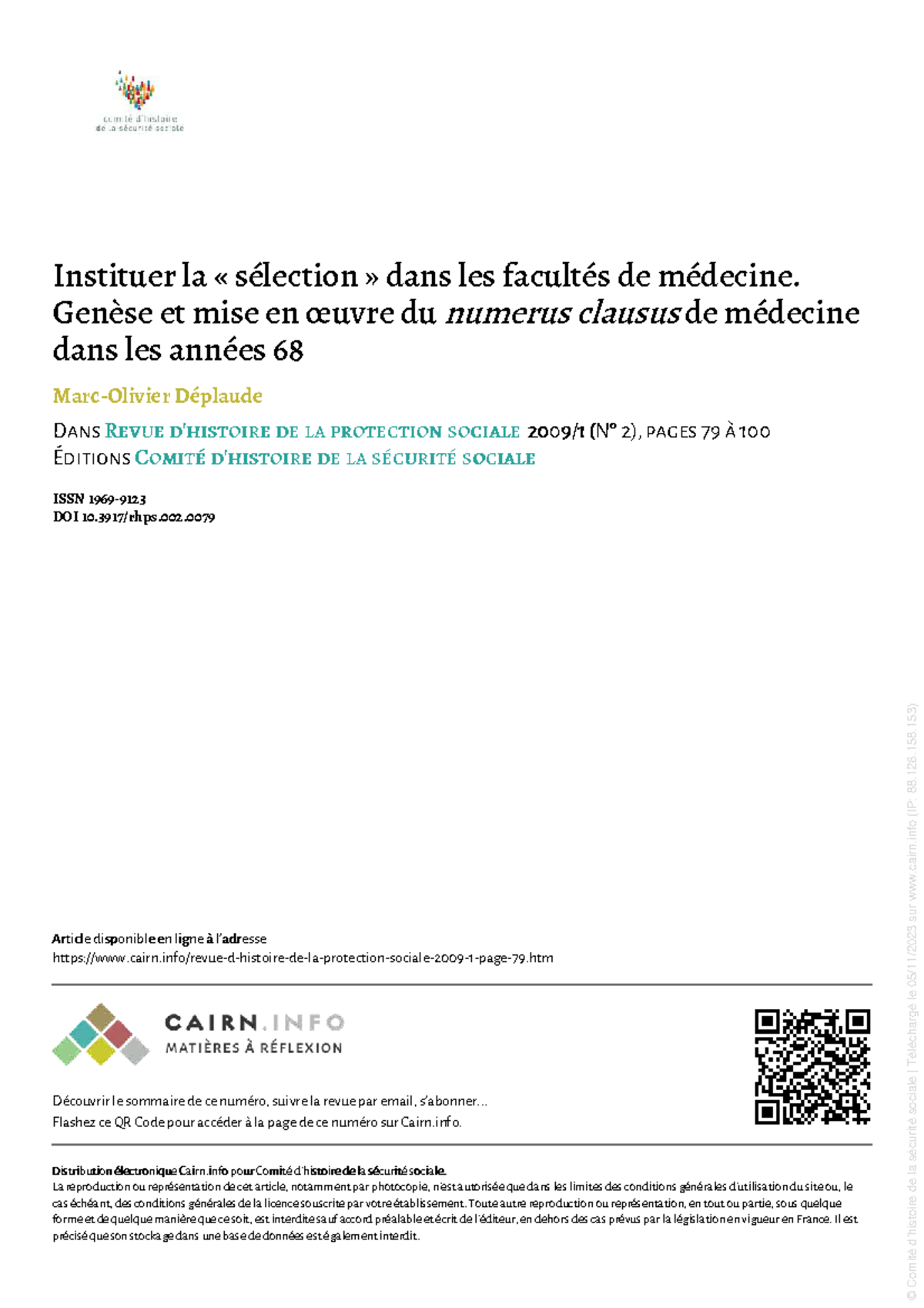 Mise en œuvre du numerus clausus en médecine : enjeux et impacts (RHPS ...
