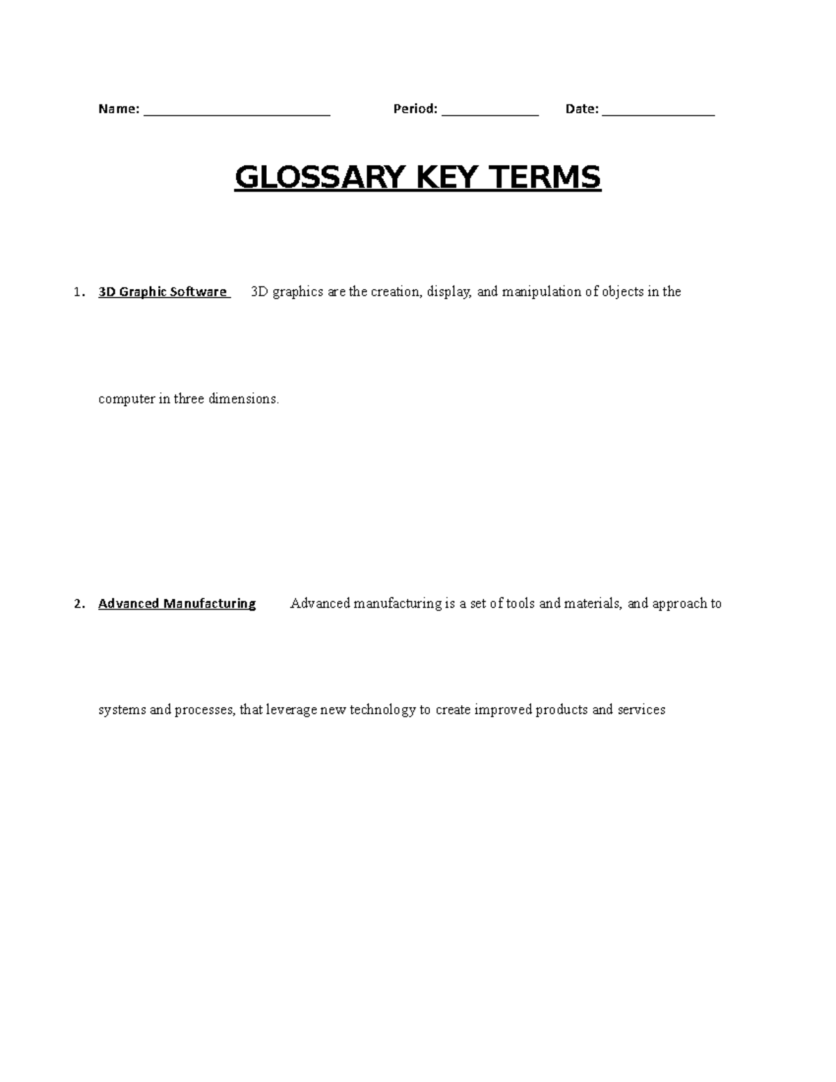 Glossary of Key Terms - yrs - Studocu