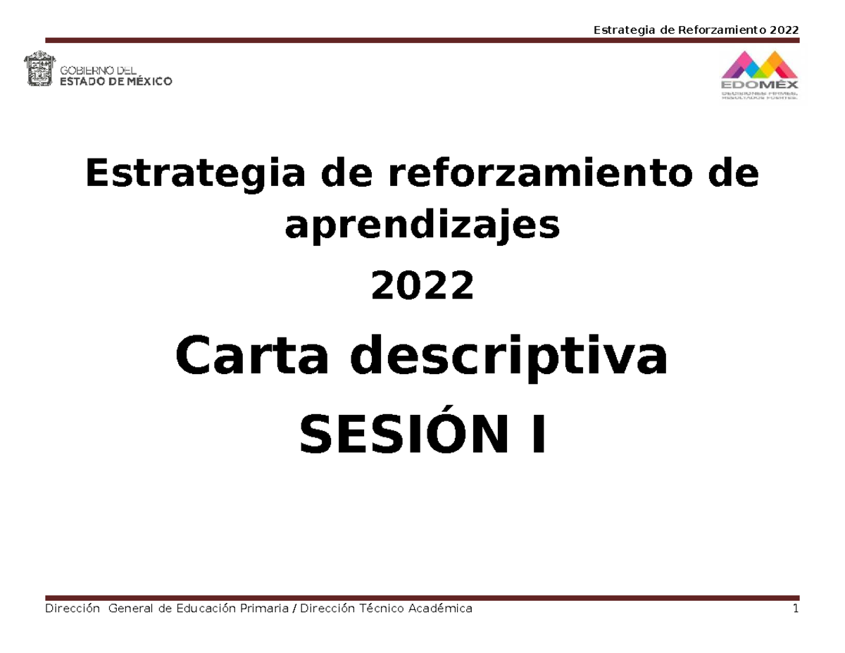 Estrategia de Reforzamiento 2022 - Sesión 1: Contextualización - Studocu