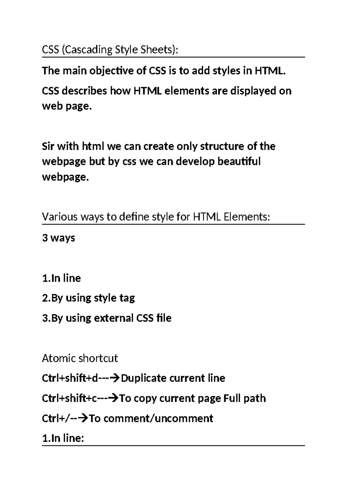 CSS Notes: Understanding Styling for HTML Elements - Studocu
