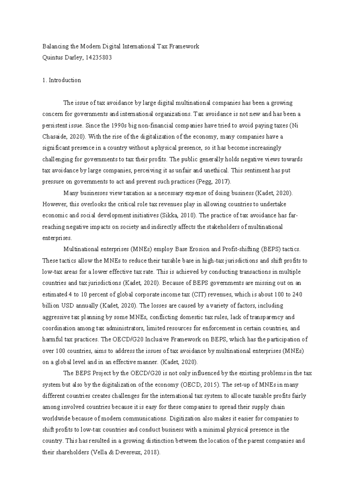Economics of Taxation Resit: Addressing Digital Tax Challenges ...