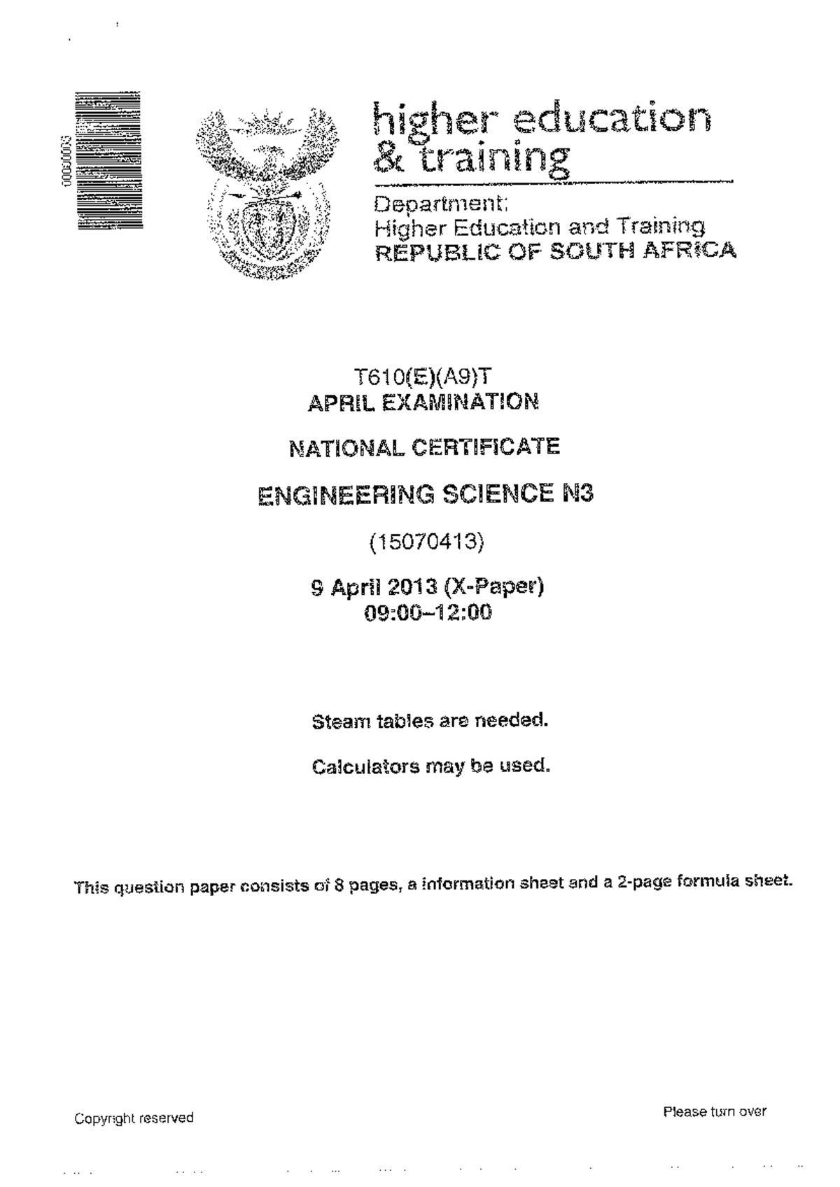 Engineering Science N3 April 2013 Study Material Review - Studocu