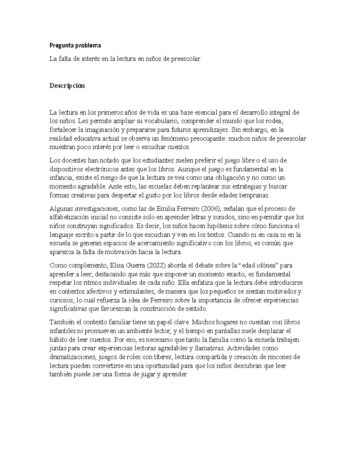 Desinterés en la Lectura en Niños de Preescolar: Análisis y Propuestas ...