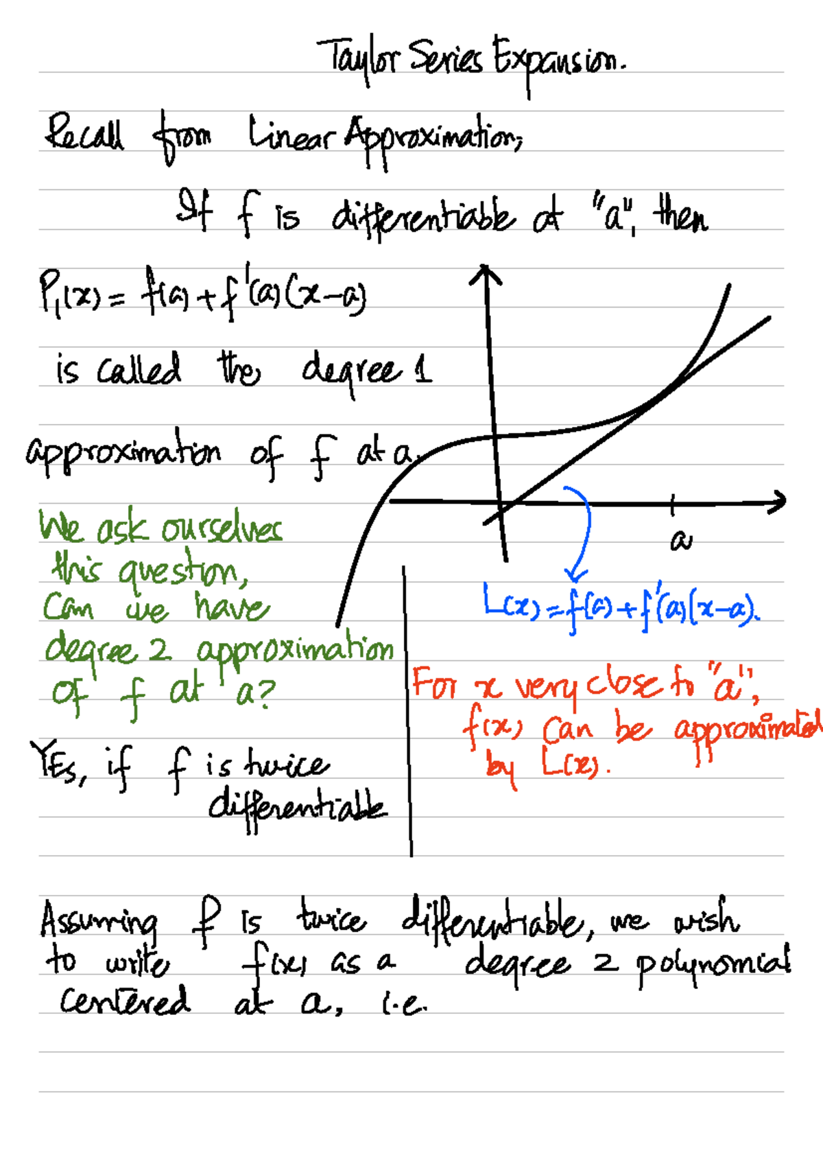 Fall 25 Lec15 - Taylor Series Expansion Notes - Studocu