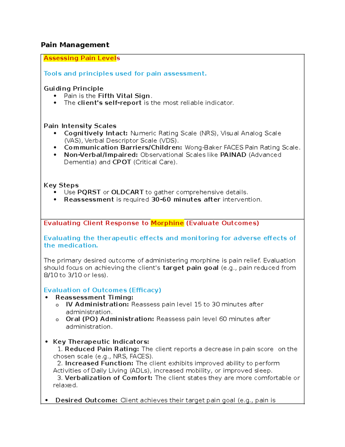 Pain Management Strategies and Assessment Tools - Course Code 2 - Studocu