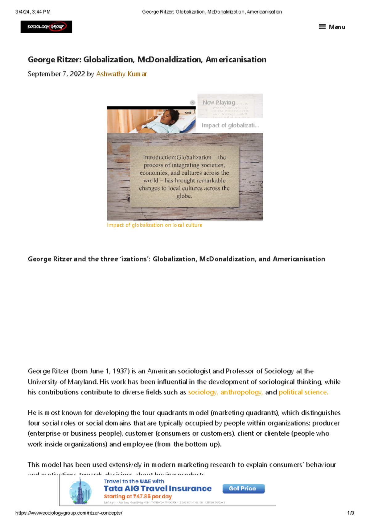 George Ritzer: Understanding Globalization, McDonaldization ...