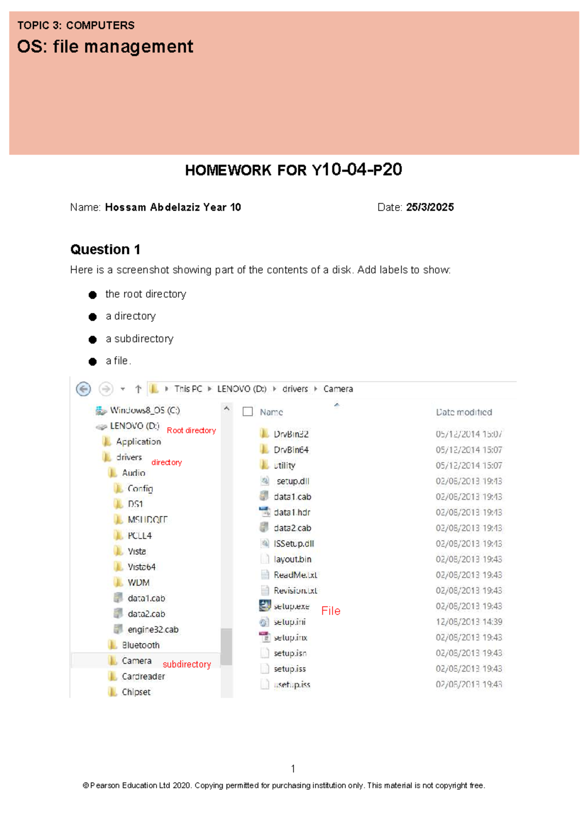 Y10 04 P20 Homework: File Management in Computer OS - Studocu