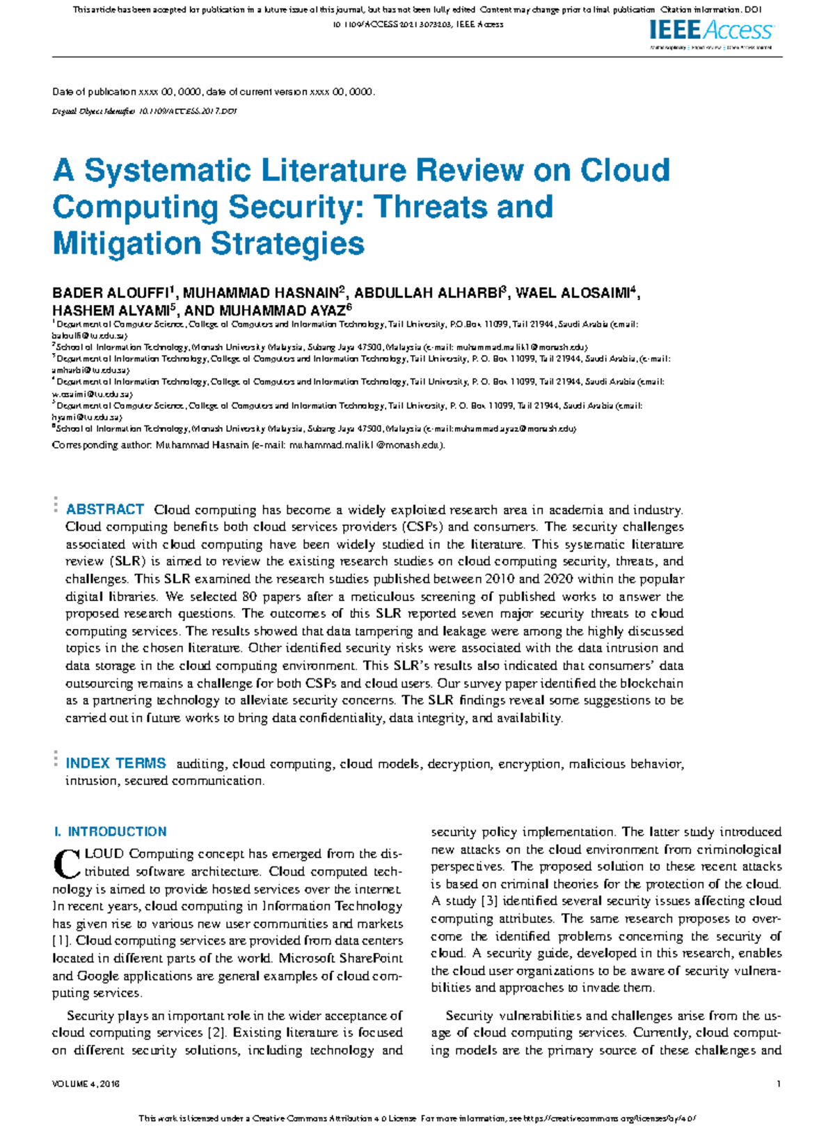 A Systematic Literature Review on Cloud Computing - 10.1109/ACCESS.2021 ...