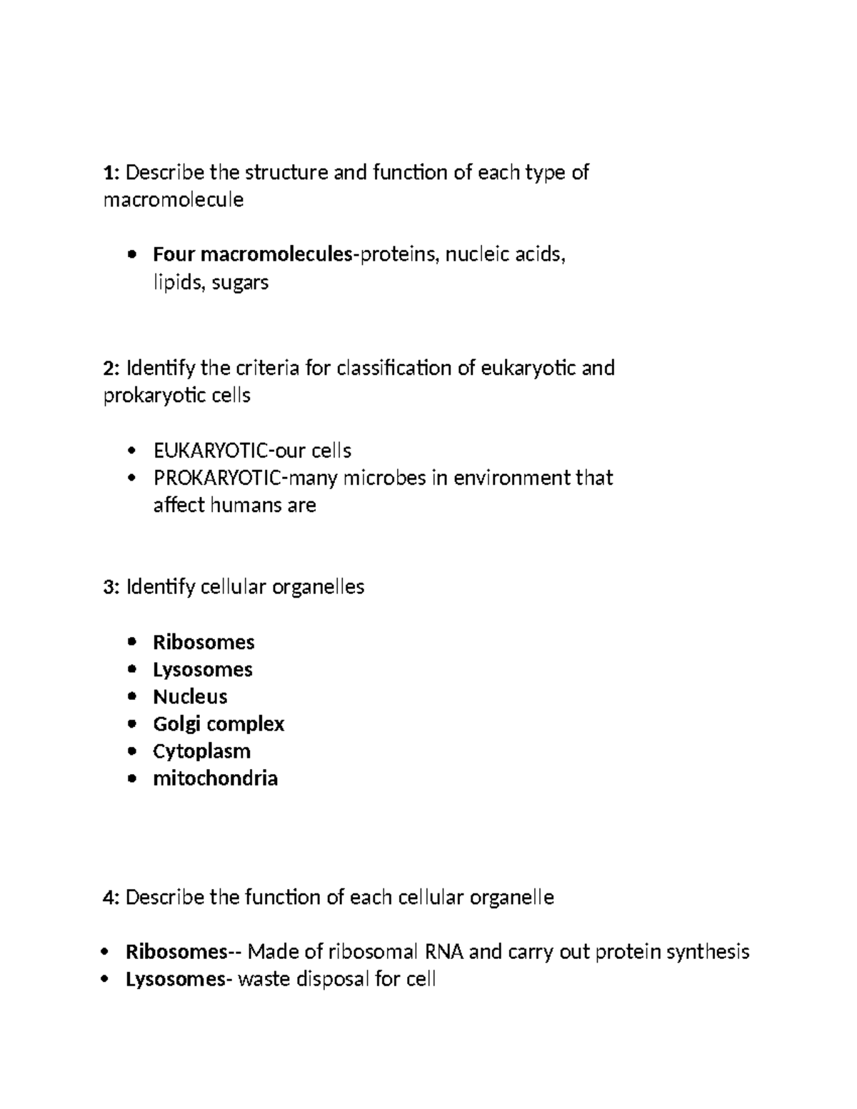 Module 1 Notes - Objectives - 1: Describe the structure and function of ...