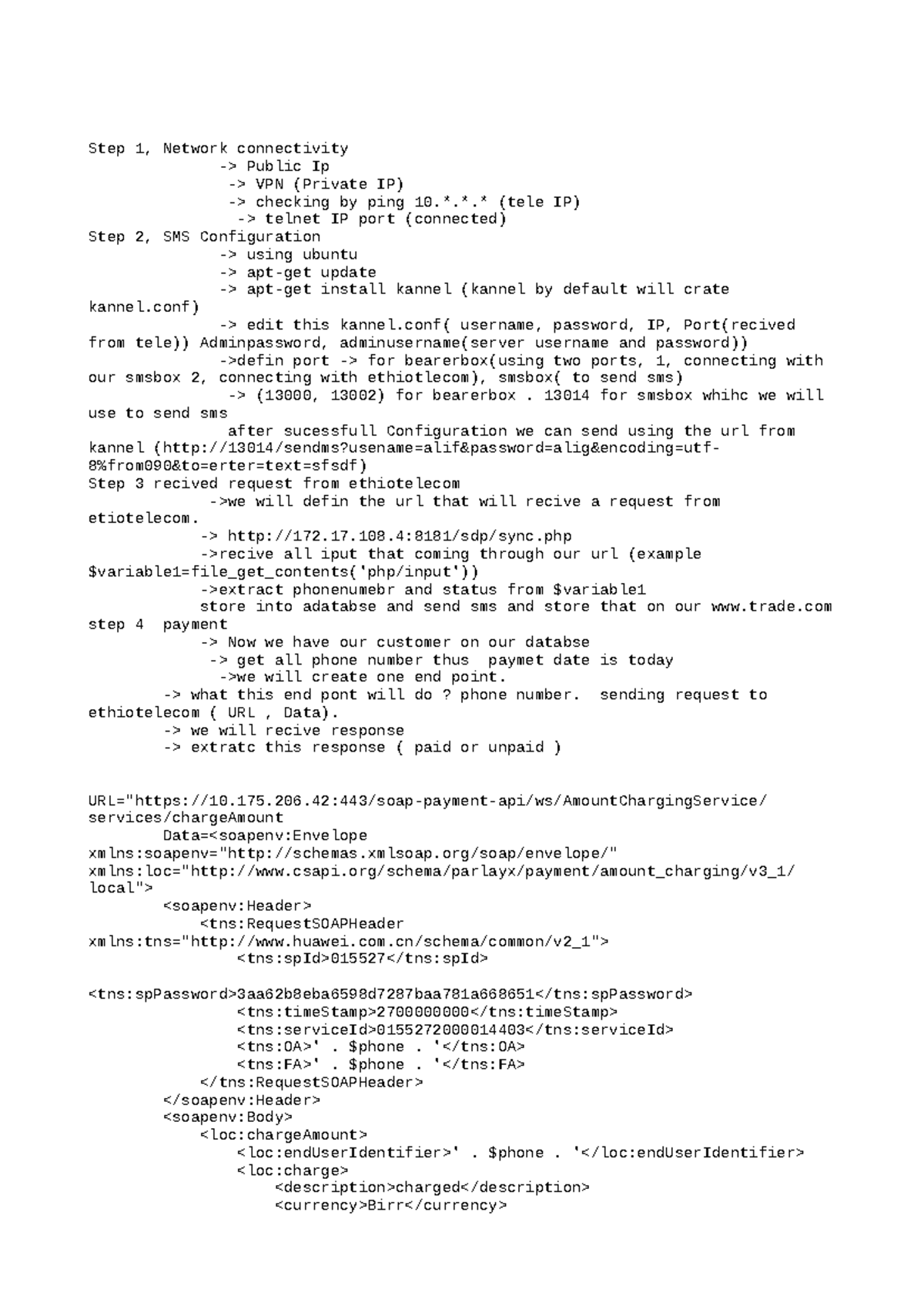 SMS Configuration Steps for Ethiopian Telecom Integration - TES - Studocu