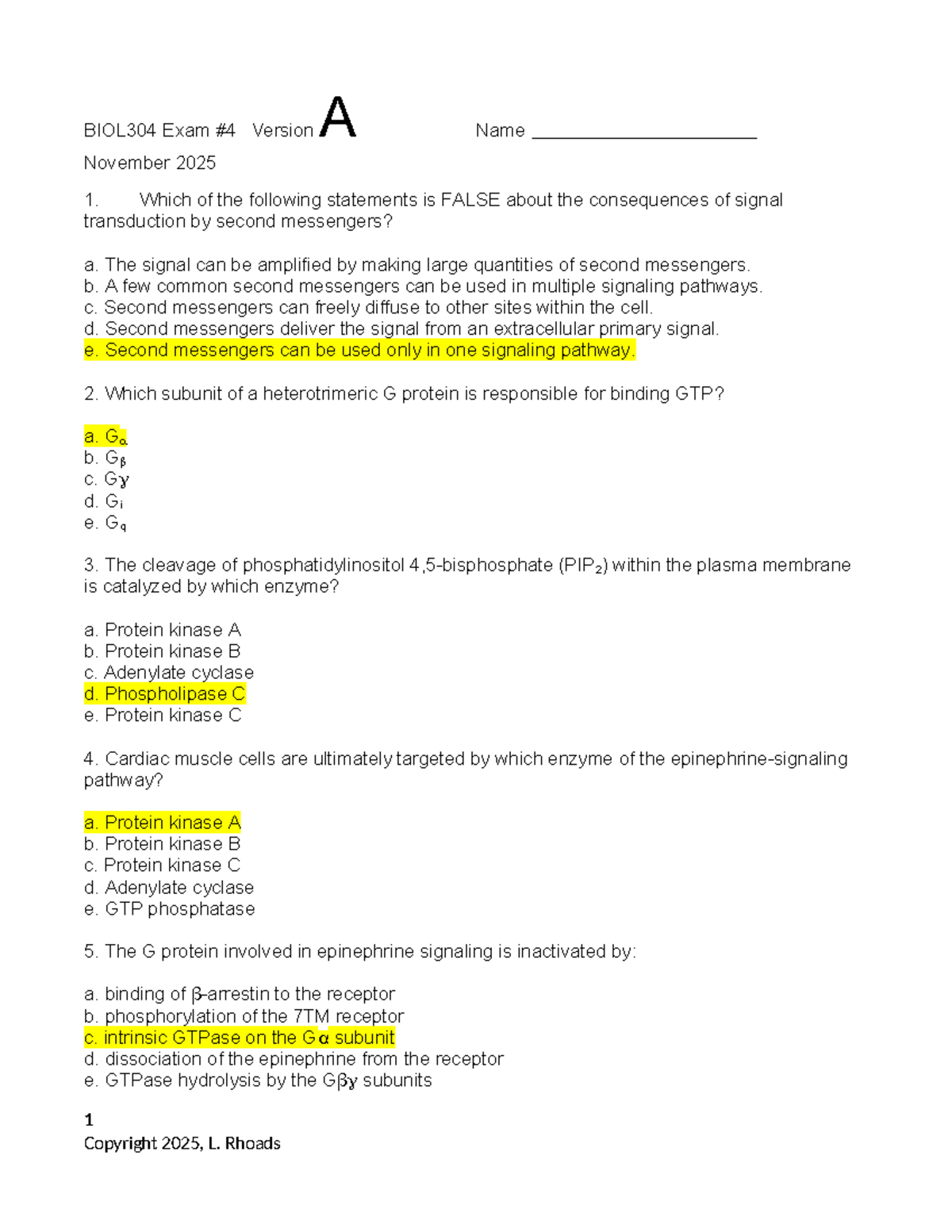 BIOL304 Final Exam Review - Signal Transduction & Metabolism - Studocu