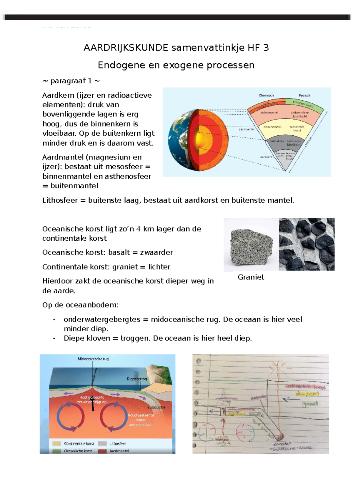 Aardrijkskunde Samenvatting HF 3: Endogene en Exogene Processen ...