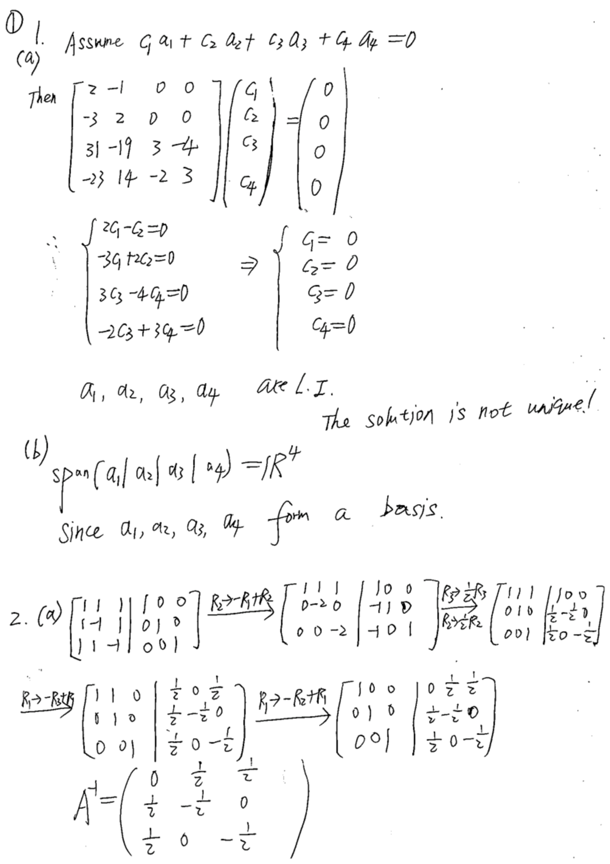 Linear Algebra Problem Set Solutions (Course Code: LA-301) - Studocu