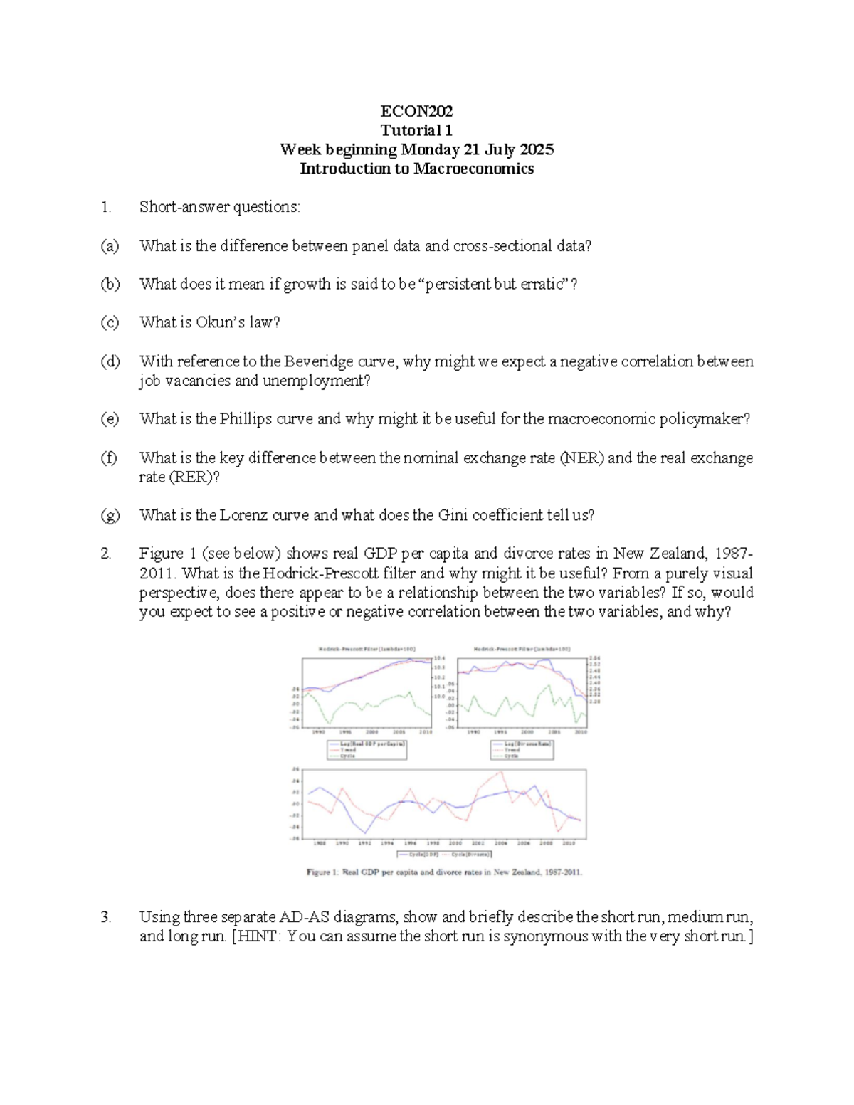 ECON202 Tutorial 1 (2025S2): Intro to Macroeconomics Questions - Studocu