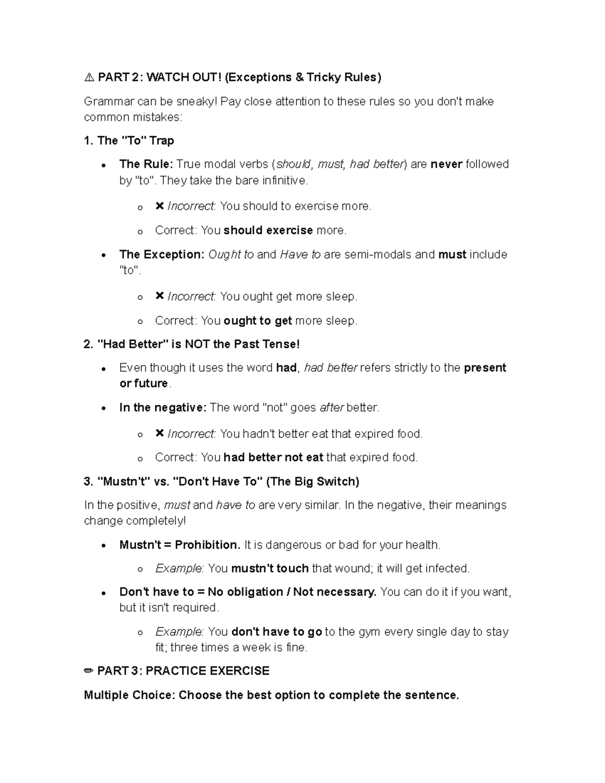 PART 2: Grammar Exceptions & Tricky Rules Explained - Studocu