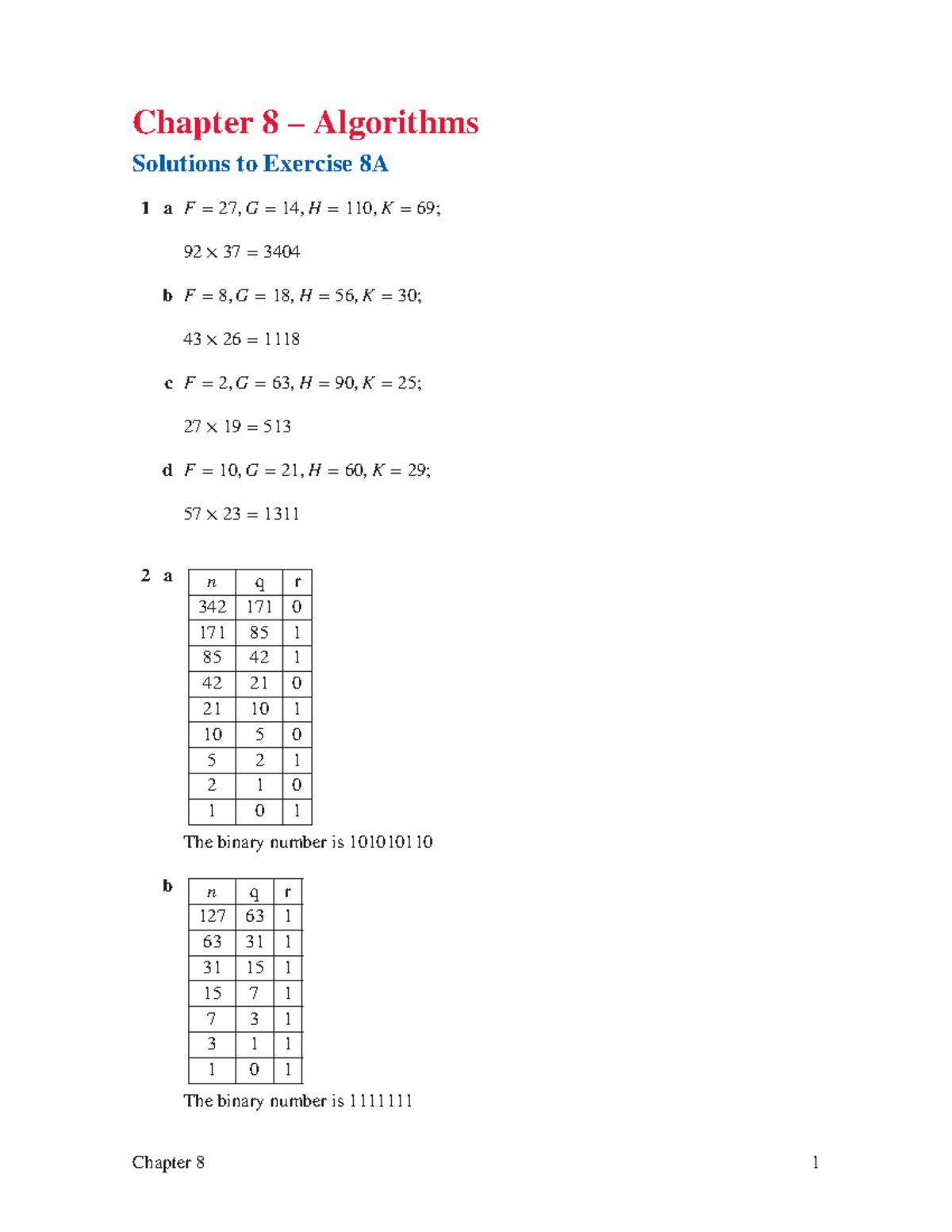 Chapter 8 Worked Solutions for Exercises and Problems - Studocu