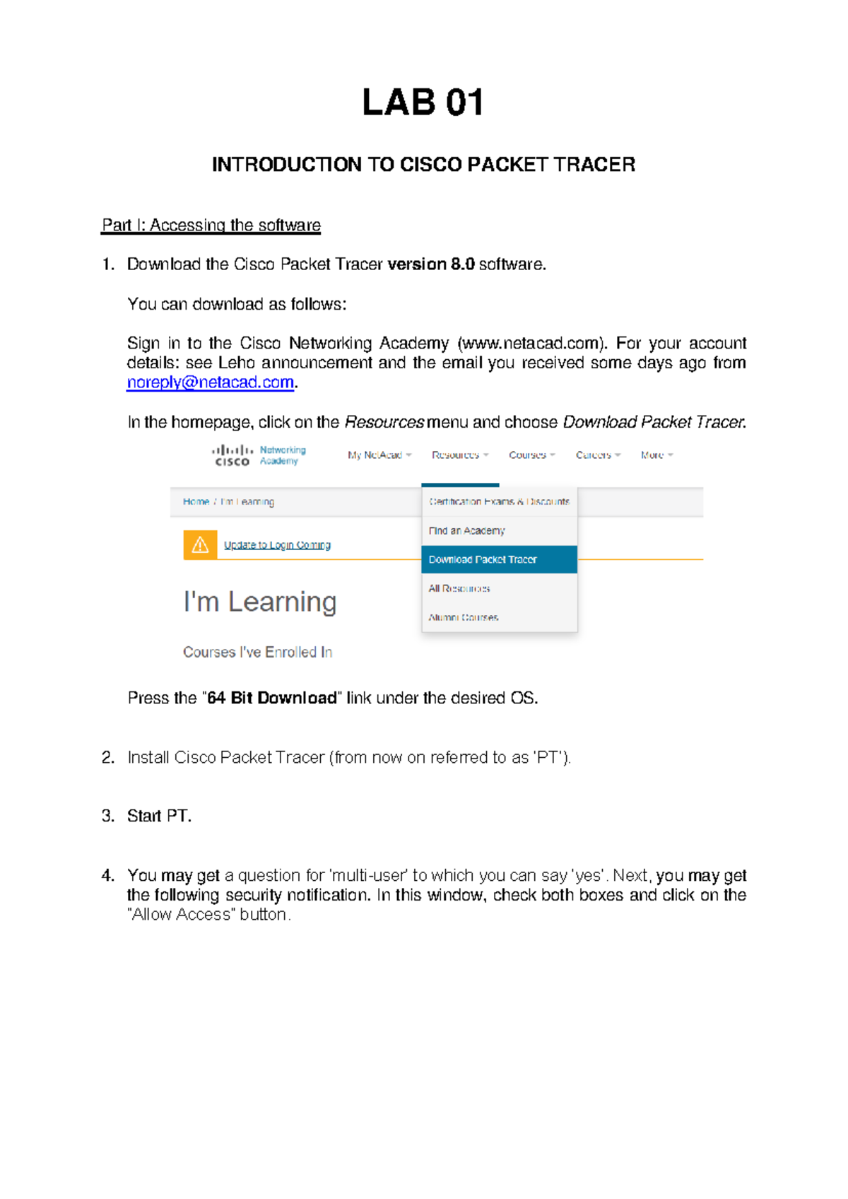 Lab 01 - Exploring Cisco Packet Tracer Solutions and Setup Guide - Studocu