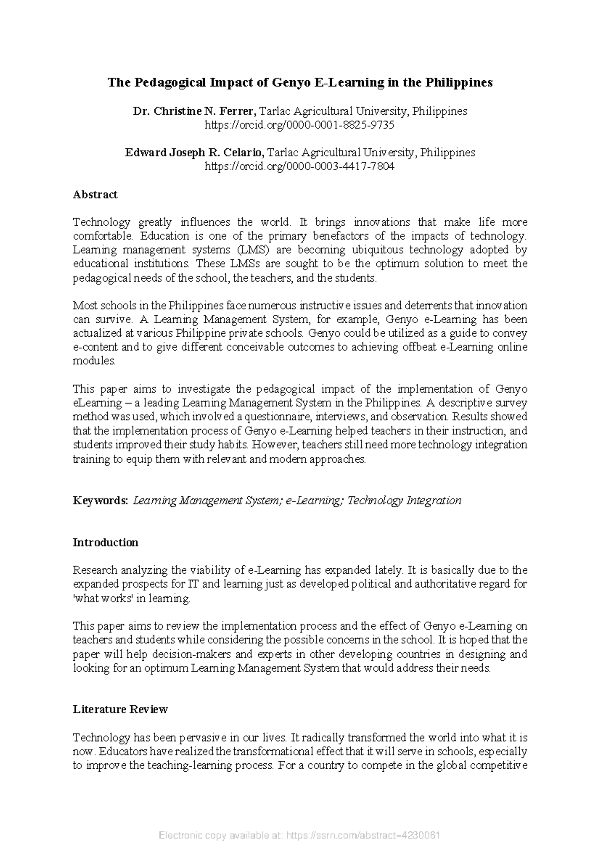 SSRN-4230061 - The Pedagogical Impact of Genyo E-Learning in the ...