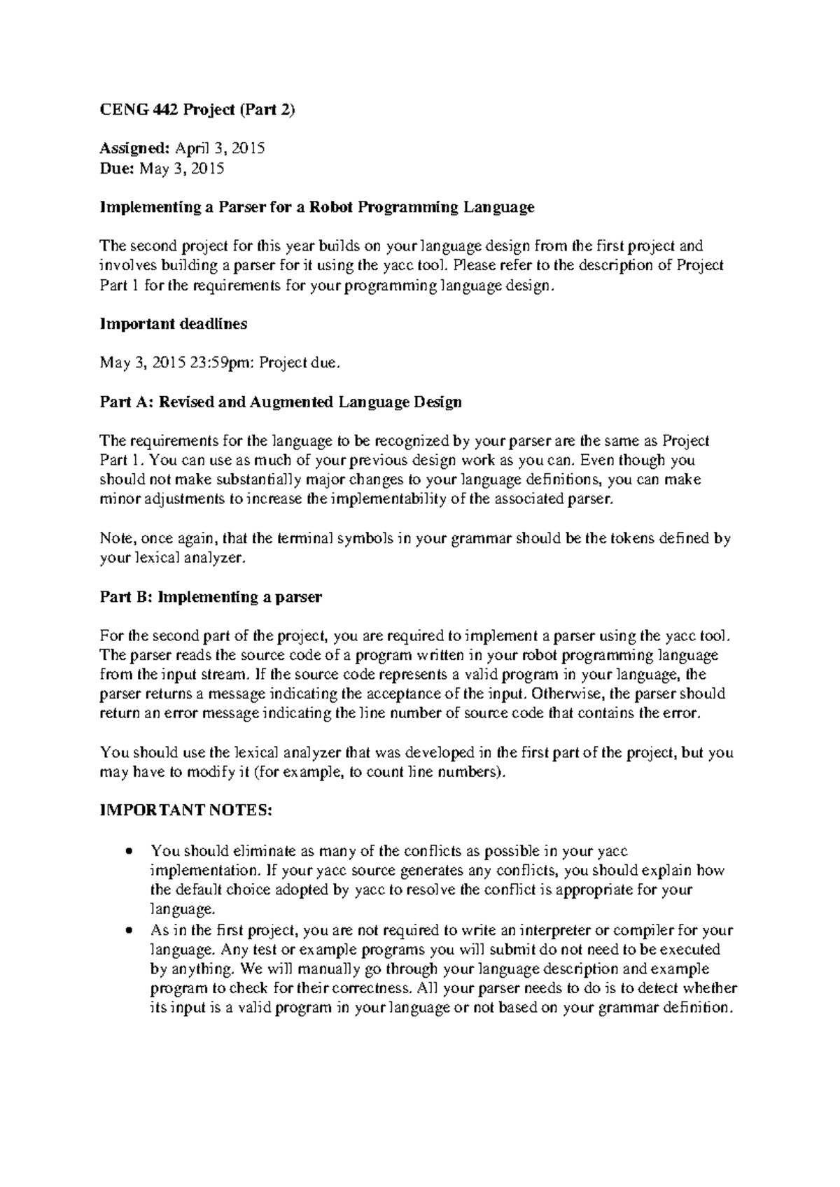 Project-part2 - CENG 442 Project (Part 2) Assigned: April 3, 2015 Due ...