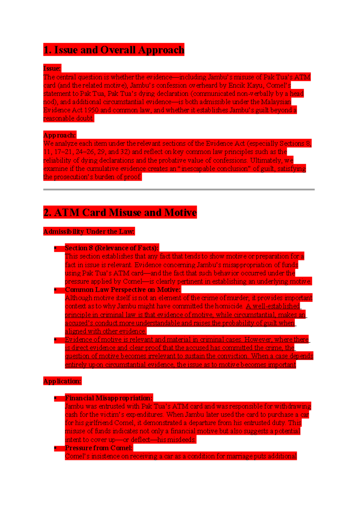 Legal Analysis of Evidence in Homicide Case: 1221DAW - Studocu