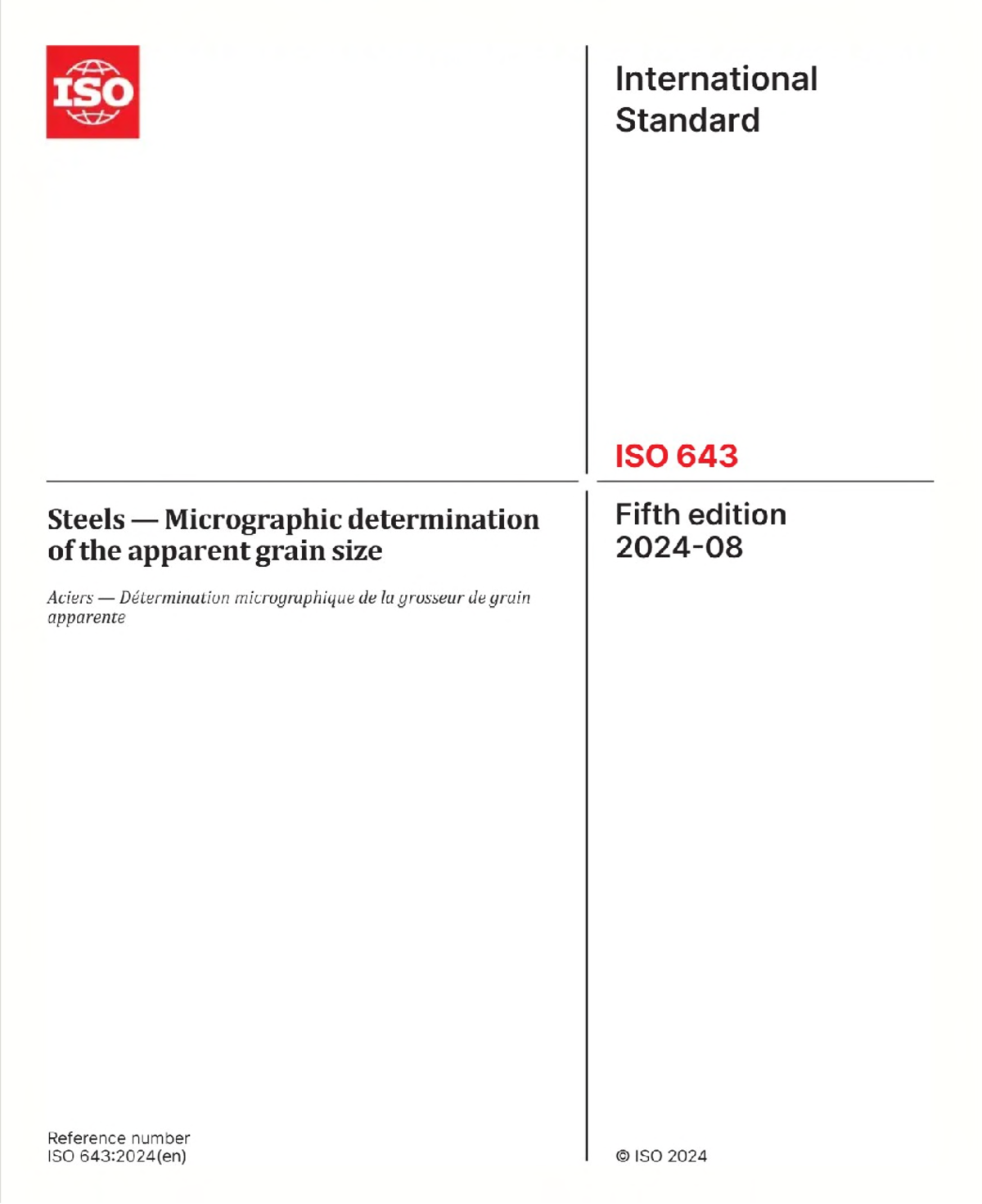 ISO 643:2024 - Micrographic Determination of Apparent Grain Size - Studocu