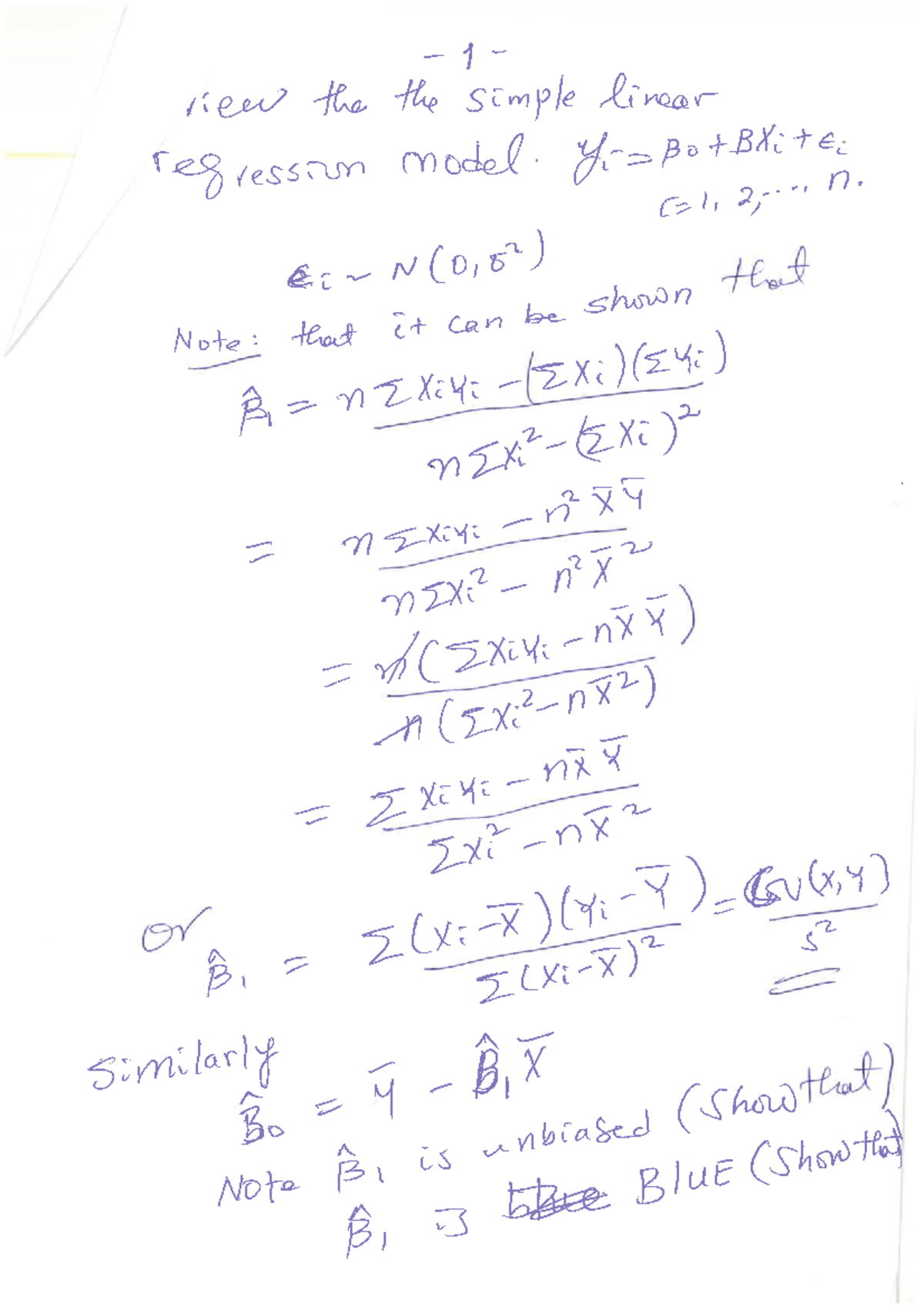 Revision Notes for Stat 301: Linear Models and Distributions - Studocu