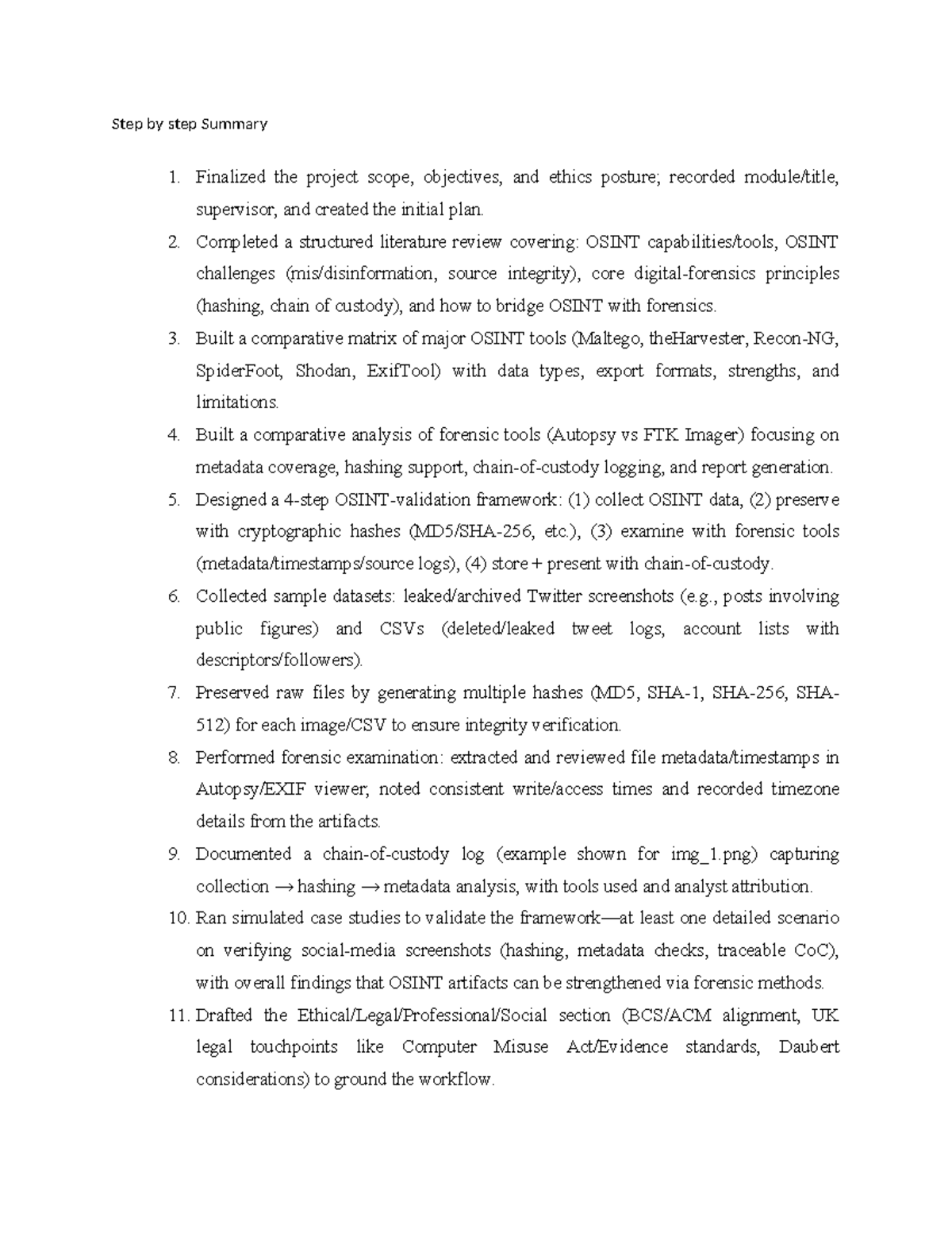 OSINT & Forensics Project Summary: Final Exam Steps - aaabbbb - Studocu