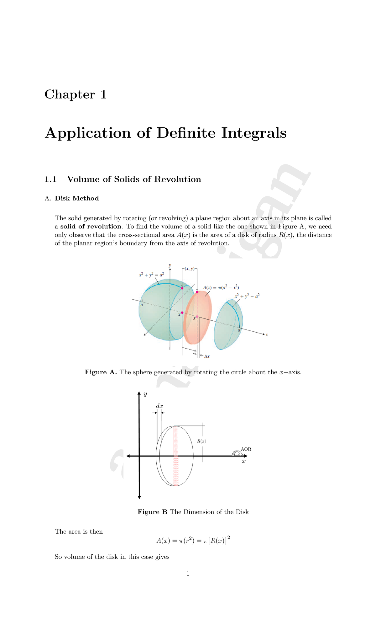 Lecture VOlume of Solid of Revolution - aamarasigan Chapter 1 ...