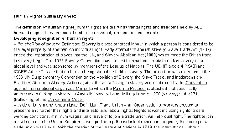 Human Rights Overview: Key Concepts and Legal Frameworks - Studocu